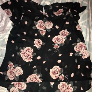 Torrid Black & Rose Hi Low Shirt